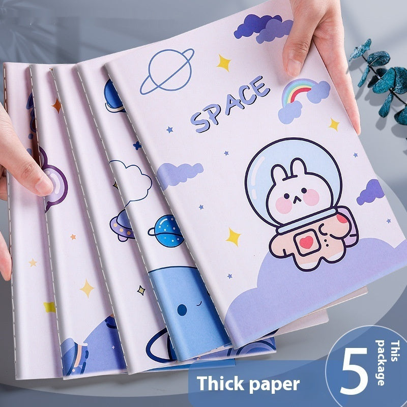 Thickened A5 practice notebook with simple girl-heart design, B5-style ruled pages