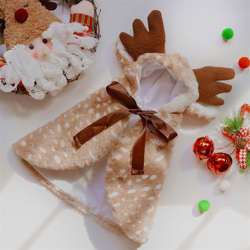 Christmas pet clothing elk cape cloak for dogs and cats in festive reindeer design