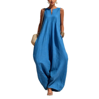 Elegant chic wide-leg jumpsuit for women, full-length silhouette with a stylish fitted bodice