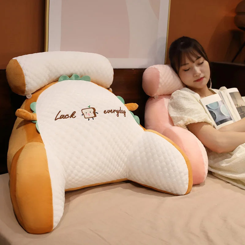 Fluffy triangle reading cushion with soft large backrest and lumbar support for sofa, bed, or office chair