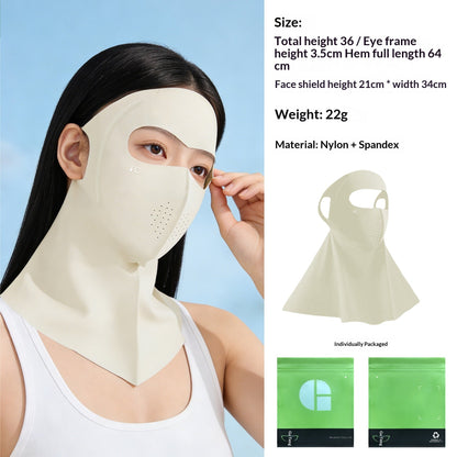 Women's summer ice silk sun-protective face mask in lightweight, breathable fabric