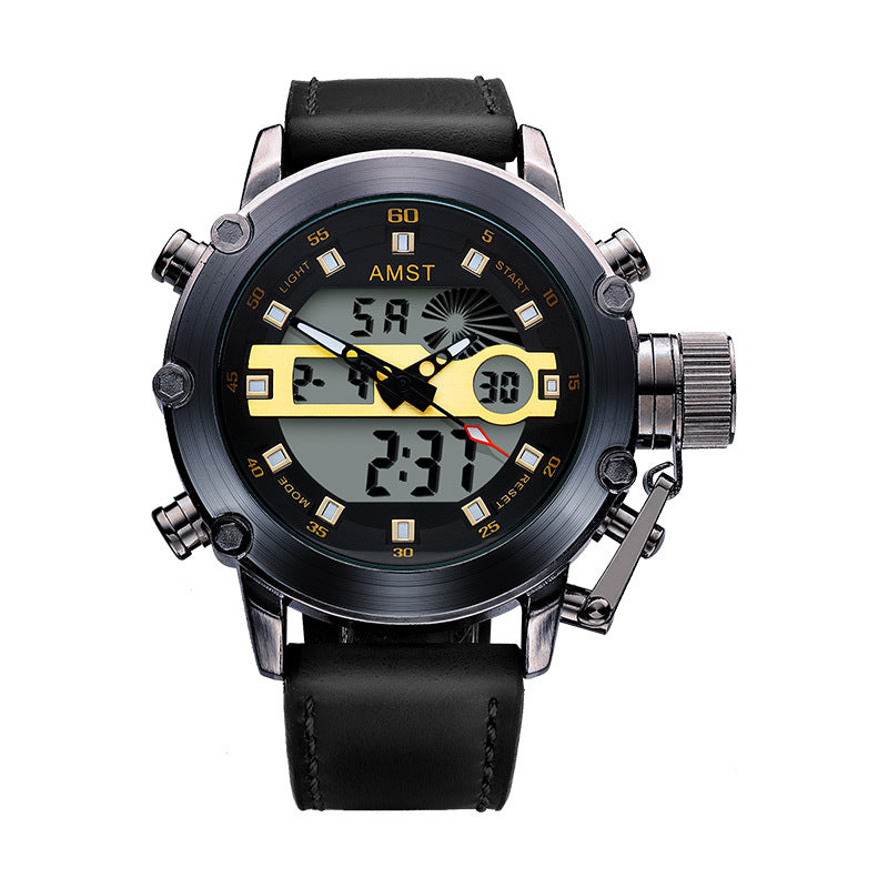 Men's multi-functional casual sports waterproof electronic watch with digital display and durable design