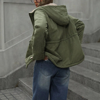 Women's warm hooded cotton-padded coat in a practical winter design