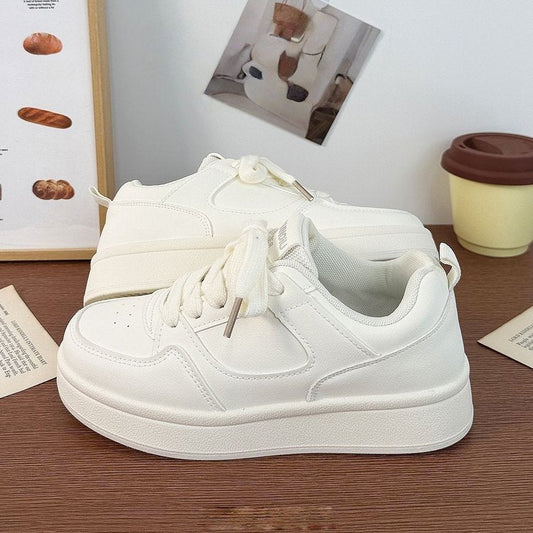 Women's white platform casual sneakers, fashionable versatile sports shoes 2026 new style