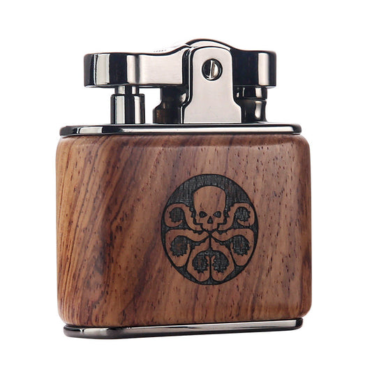 Sandalwood retro kerosene lighter with nostalgic old-fashioned design
