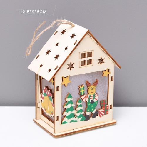 Luminous Christmas wood decoration with warm white lights, festive tree-shaped ornament