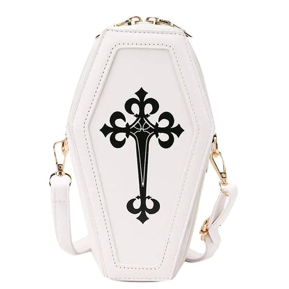 Retro Dark Cross Coffin Messenger Shoulder Bag for Women