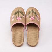 Women's Linen Non-Slip Indoor Slippers with Soft Bottom