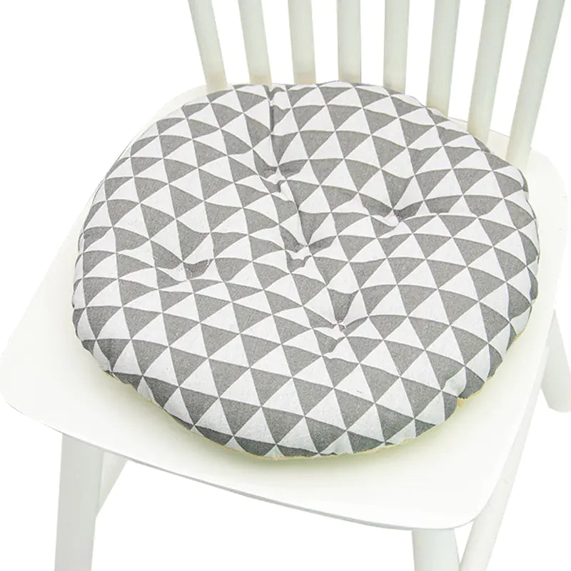 Round Chair Cushion for Bay Window - Printed Polyester Linen
