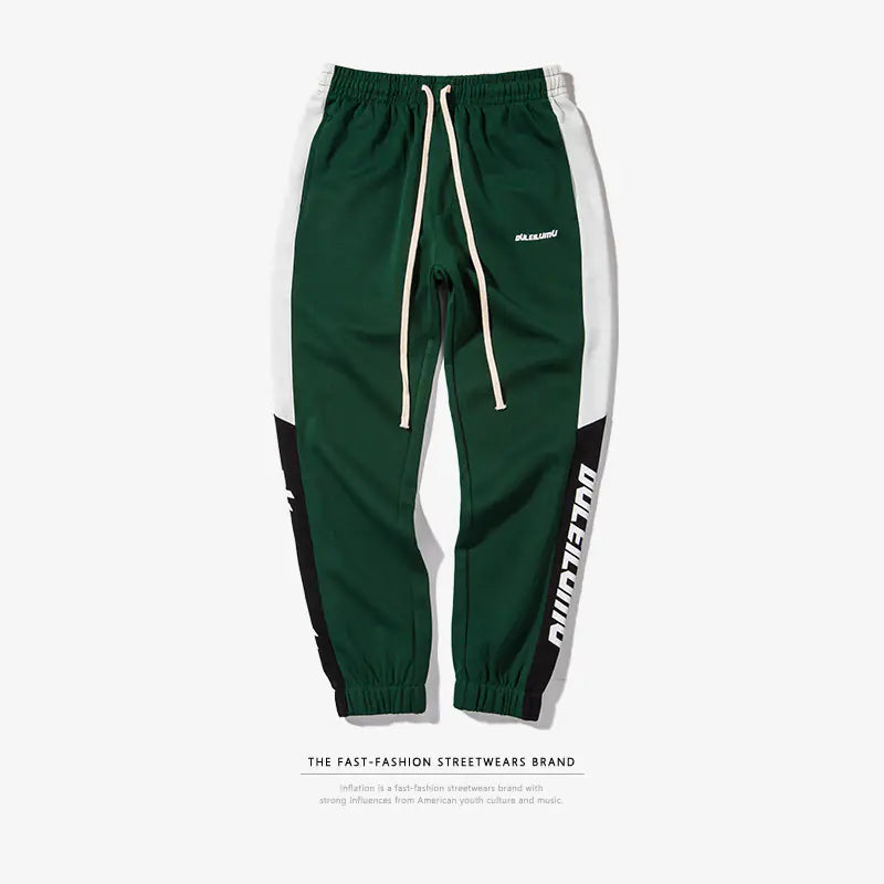 2020 Autumn Color Block Striped Letter Print Joggers