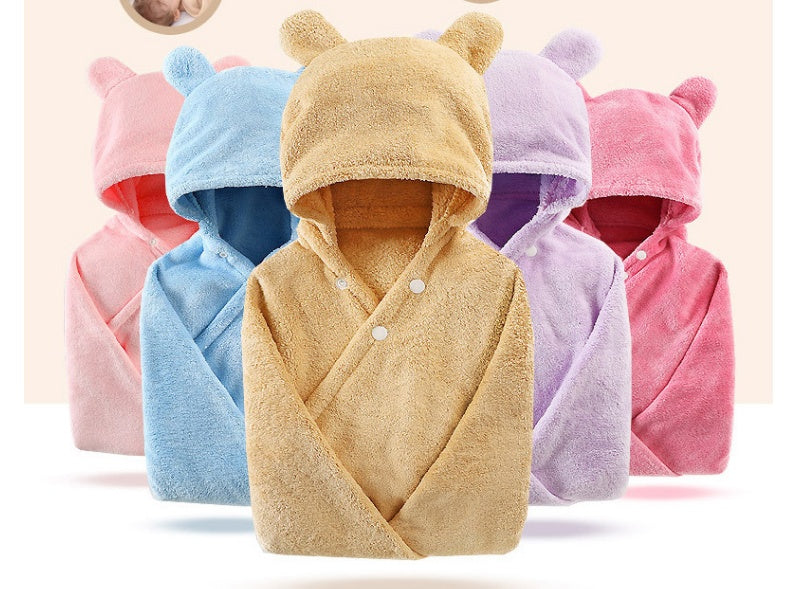 Cotton baby care hooded bath towel by My Store, soft hooded design for drying and wrapping infants