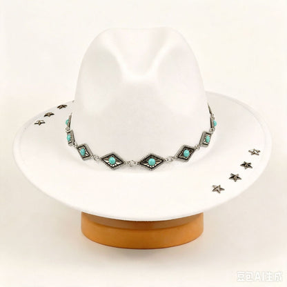 Vintage-patterned denim hat with a fashionable, versatile design
