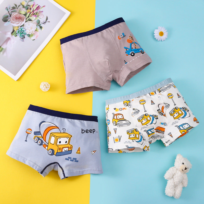 Cartoon simple cotton breathable boys' underwear by My Store, featuring a playful printed design