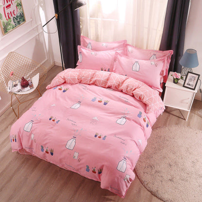 Four-piece cotton bedding set in neutral home textile design by My Store