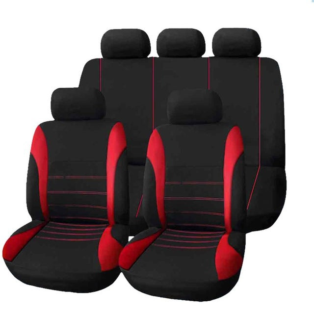 5-seater car seat cover cushion, black fabric interior view