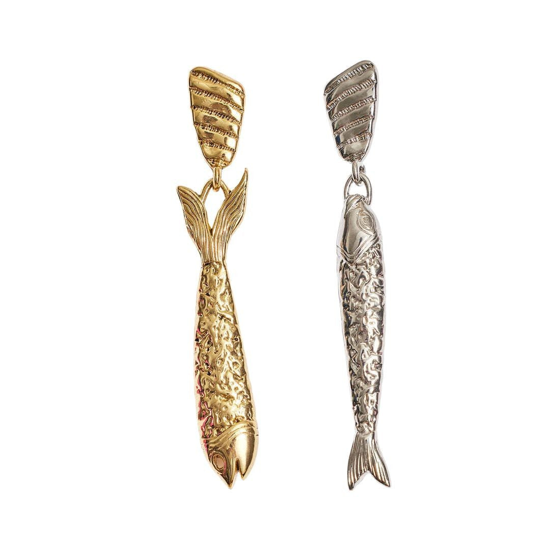 Long-style artistic stainless steel stud earrings with an elongated, sculptural design