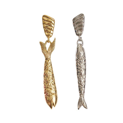 Long-style artistic stainless steel stud earrings with an elongated, sculptural design
