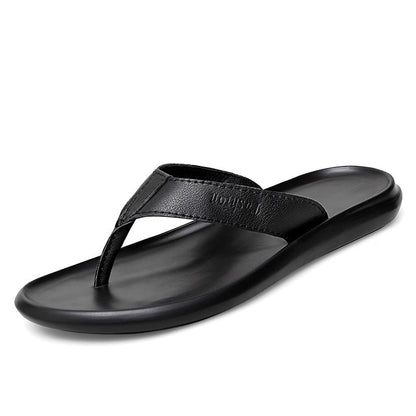 Men's flat-soled flip-flop outdoor sandals in casual style, shown from the side
