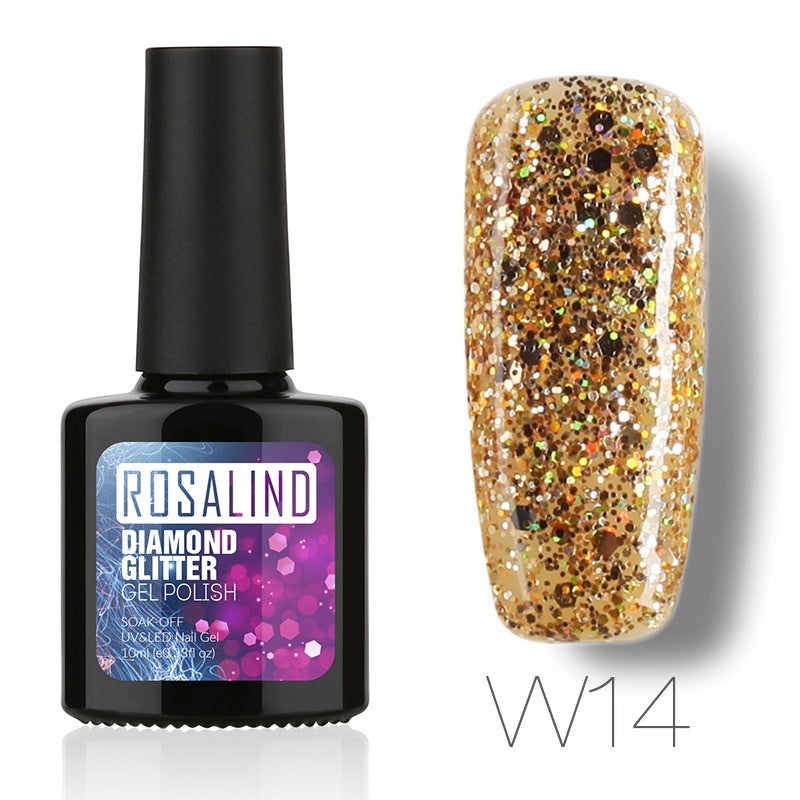 Nail Diamond Nail Gel in a clear cosmetic jar with sparkling glitter finish