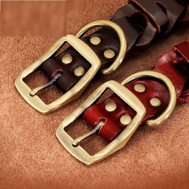 Braided leather medium-large dog collar from My Store, Type 7 design