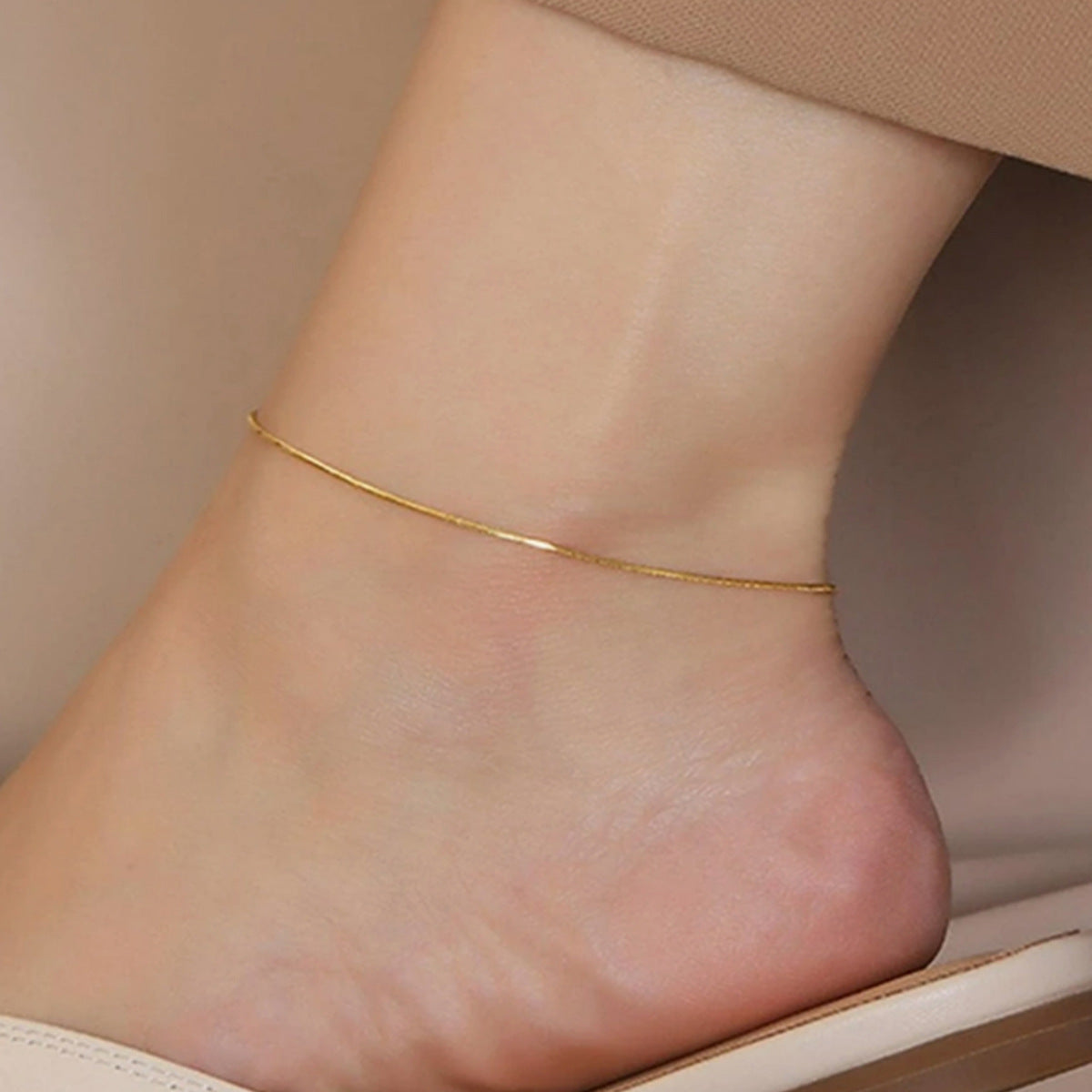 Women's fashion stainless steel anklet by My Store, delicate ankle jewelry design