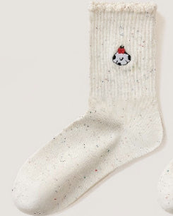 Embroidered ruffle-ankle socks for women by My Store, featuring delicate detailing and a frilled ankle trim