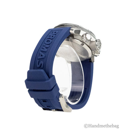 Citizen Promaster Diver Eco-Drive watch with interchangeable strap, featuring a stainless steel case and black dial.