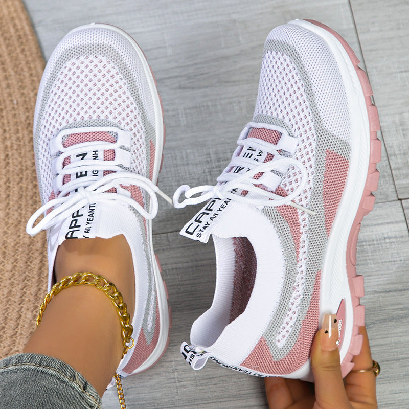 Women's sporty low-cut Flyknit mesh lightweight casual shoes in versatile design