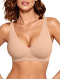 OEAK women's wireless jelly bralette with deep V neckline, comfortable push-up design, ideal for t-shirt wear and everyday comfort.