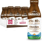 Darigold FIT high protein shelf stable chocolate milk in a 14oz bottle, shown in a 12-pack, ready for convenient, nutritious drinking.