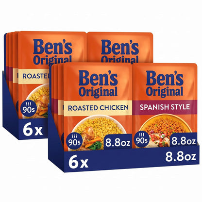 Ben's Original Four Cheese & Cheddar Broccoli microwave rice in 8.5oz package, ready-to-eat rice with cheese and broccoli in a bowl