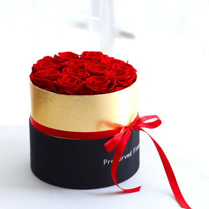 Preserved real eternal roses in a gift box, romantic artificial flowers for Valentine's Day