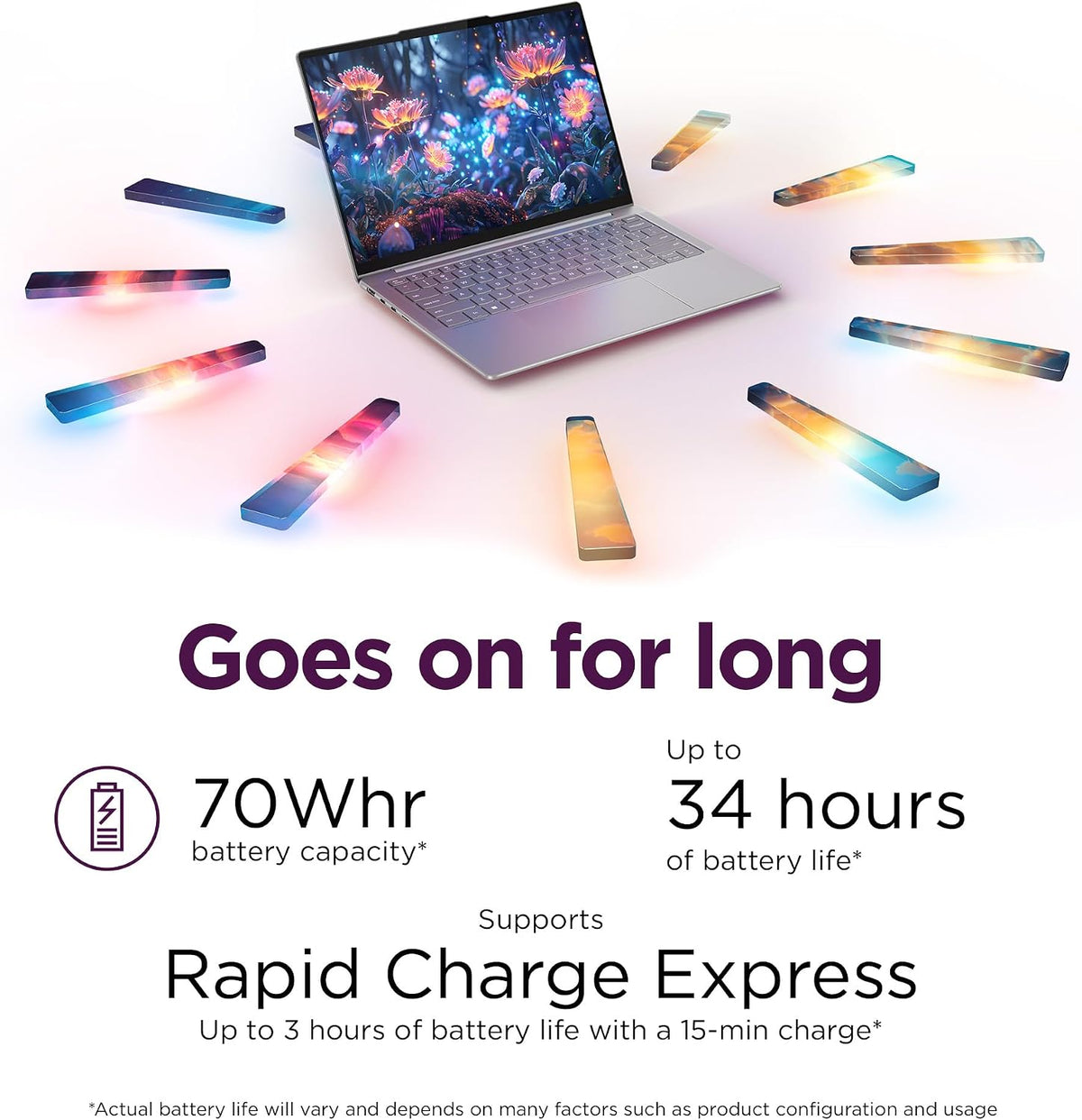 Lenovo Slim 7i Aura Edition laptop with 14-inch WUXGA OLED display, 16GB RAM, 1TB storage in Luna Grey color.