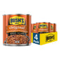 Cans of Bush's Best Maple Cured Bacon Baked Beans, 16 oz, pack of 12, featuring baked beans with bacon and maple flavor in a can