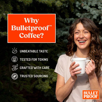 Bulletproof Original Medium Roast Ground Coffee 12 oz, three-pack, fresh ground coffee in resealable bags for brewing.
