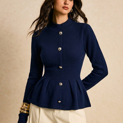 Retro single-breasted chic long-sleeved top from My Store in fine detail view