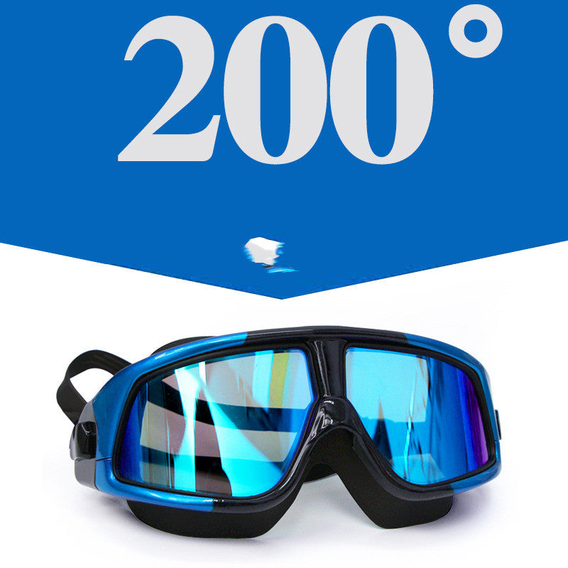 Transparent big-frame electroplating waterproof myopia swimming and diving goggles for adults