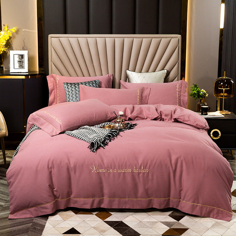 Brushed bedding set in soft textured fabric, displayed in a neutral color palette