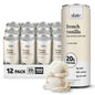 Slate Milk high protein milk shakes and iced coffees in chocolate, mocha, vanilla flavors, lactose-free, 11 fl oz cans, 12-pack