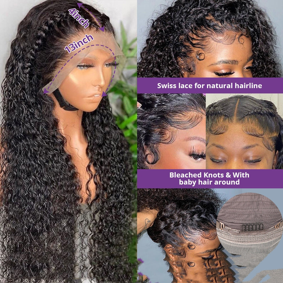 Jerry curly human hair lace front wig with voluminous defined curls and natural-looking hairline