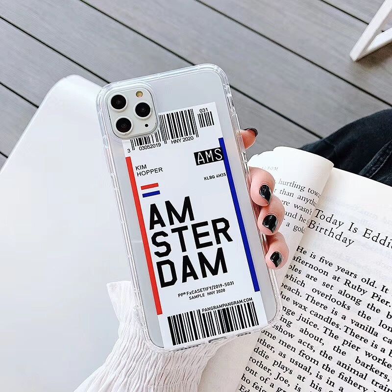 Ticket phone case with ticket-themed design on a smartphone cover