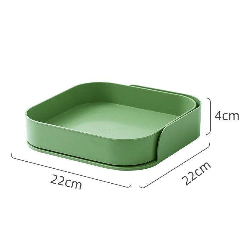 Multifunctional rotating condiment storage box with tiered shelving and clear compartments for kitchen organization