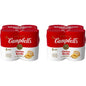 Four cans of Campbell’s condensed chicken noodle soup, 10.75 oz each, stacked with labels showing chicken noodle soup branding.