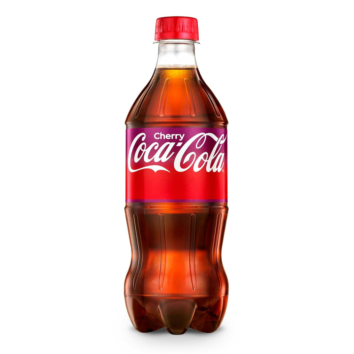 Coca-Cola Cherry soda soft drink cans, 12 fl oz, 12-pack, featuring red cans with cherry and Coca-Cola branding.