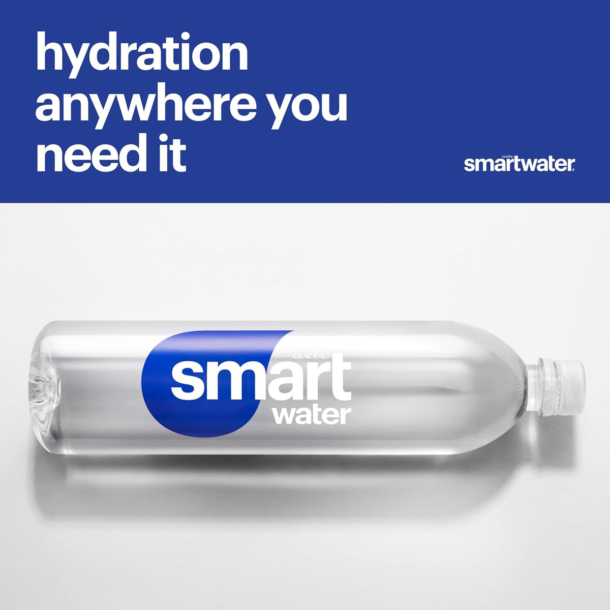 BackupMyFilesNow® smartwater vapor distilled water bottles, 16.9 fl oz, 6-pack, clear bottles with blue caps and label