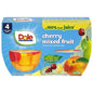 Canned Dole pineapple tidbits and tropical fruit in 4 oz bowls, 12-pack, showing vibrant pineapple and mixed tropical fruits.