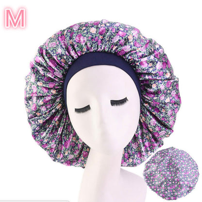 Beauty print satin silk bonnet sleep night cap by My Store