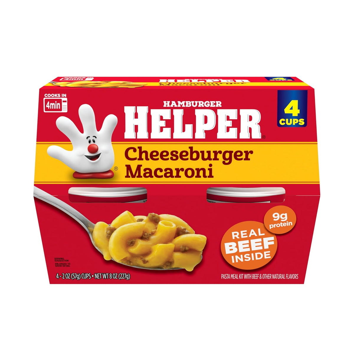 Hamburger Helper Beef Pasta Microwave Cup, 2 oz, quick ready meal with beef pasta, no artificial flavors, perfect for busy evenings.