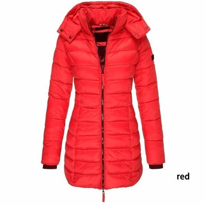 Lady warm coat in a classic design, shown in a product image