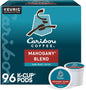 KupofK Caribou Mahogany Blend dark roast coffee K-Cup pods, 96 count, featuring rich mahogany flavor and bold aroma.